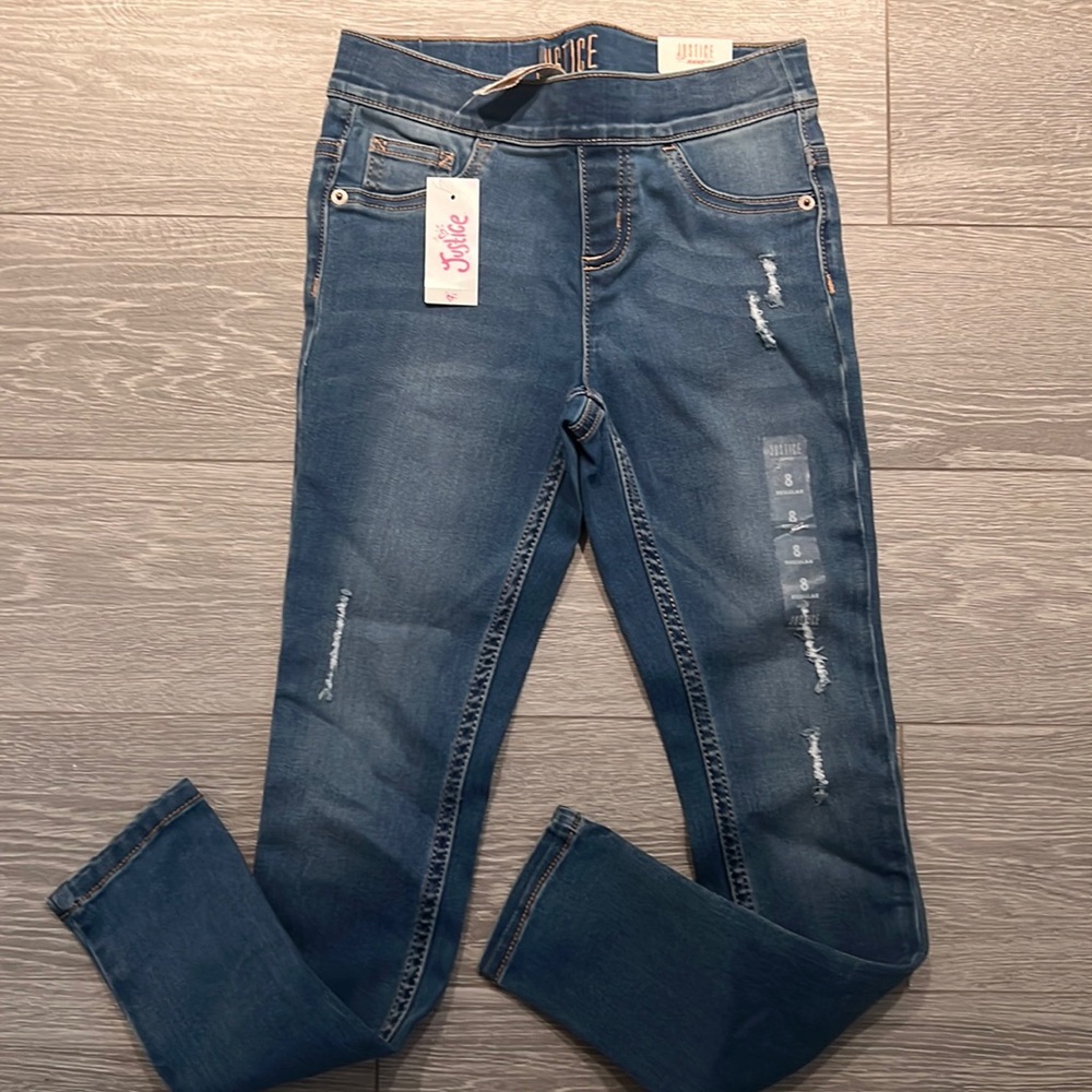 NWT Justice size 8 Distressed Jeggings
